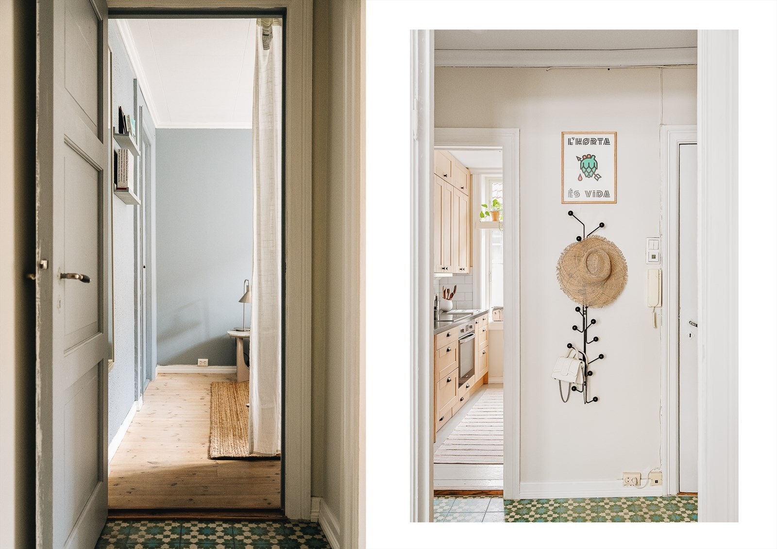 Entréen ligger som et stille midtpunkt i boligen - med varme fliser under føttene og dører som åpner seg til rommene rundt. Et sted der dagen starter, og alt grener ut - som et lite hjerteslag midt i hjemmet. Galleribilde