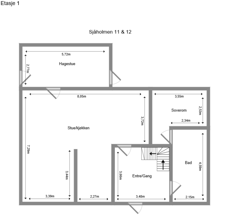 Planskisse 1.etasje/hovedetasje. Galleribilde