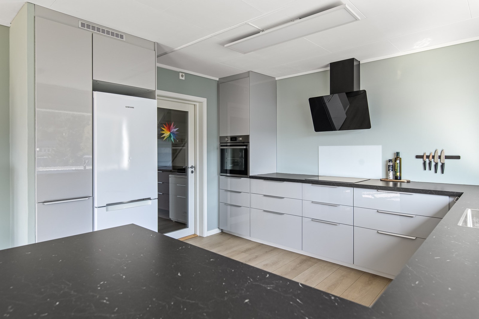 Integrert stekeovn, platetopp, ventilator og oppvaskmaskin medfølger Galleribilde