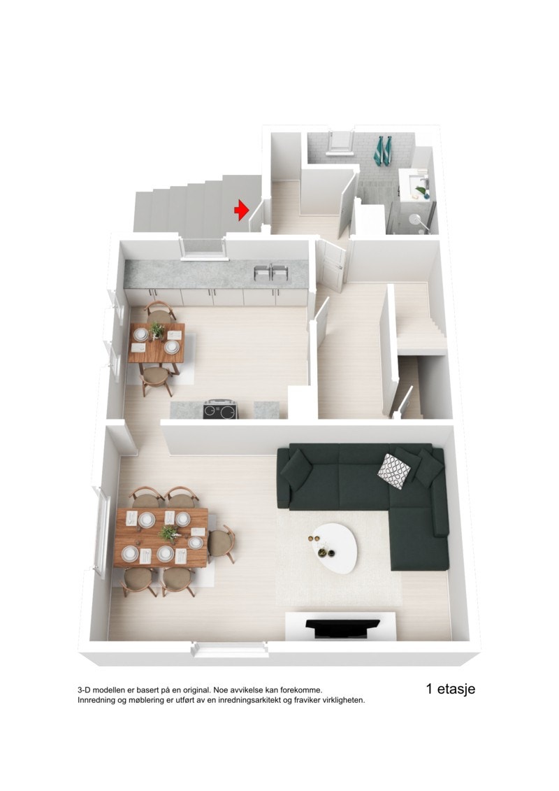 3D plantegning - 1.etg. Galleribilde