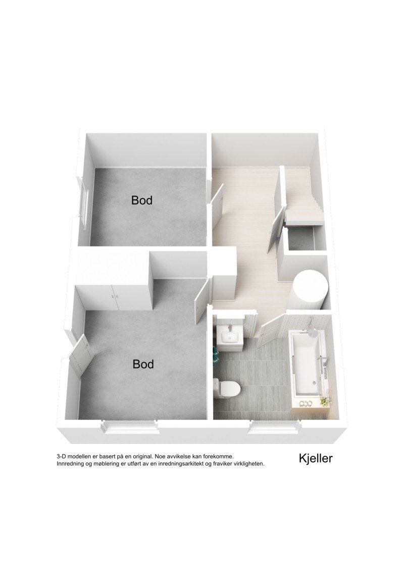 3D plantegning - Kjelleretasje Galleribilde