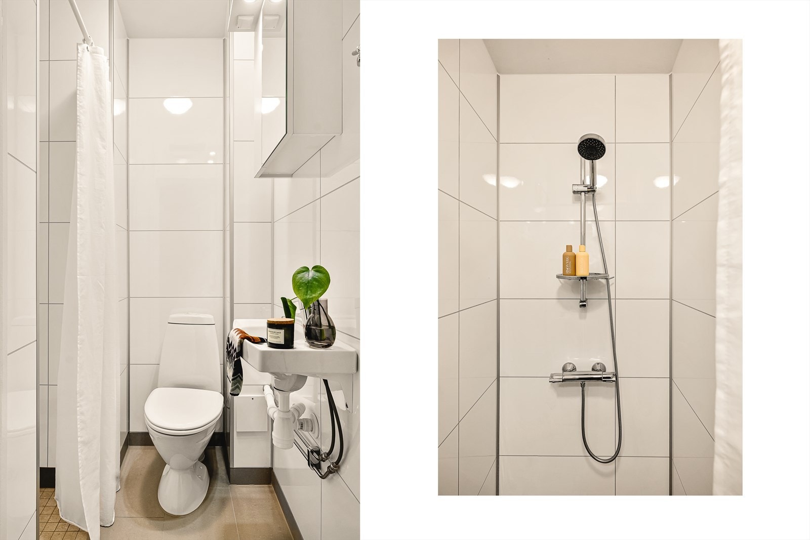 Badet er moderne med innhukk for dusj. Det er felles vaskeri på loftet med plass til egen vaskemaskin. Galleribilde