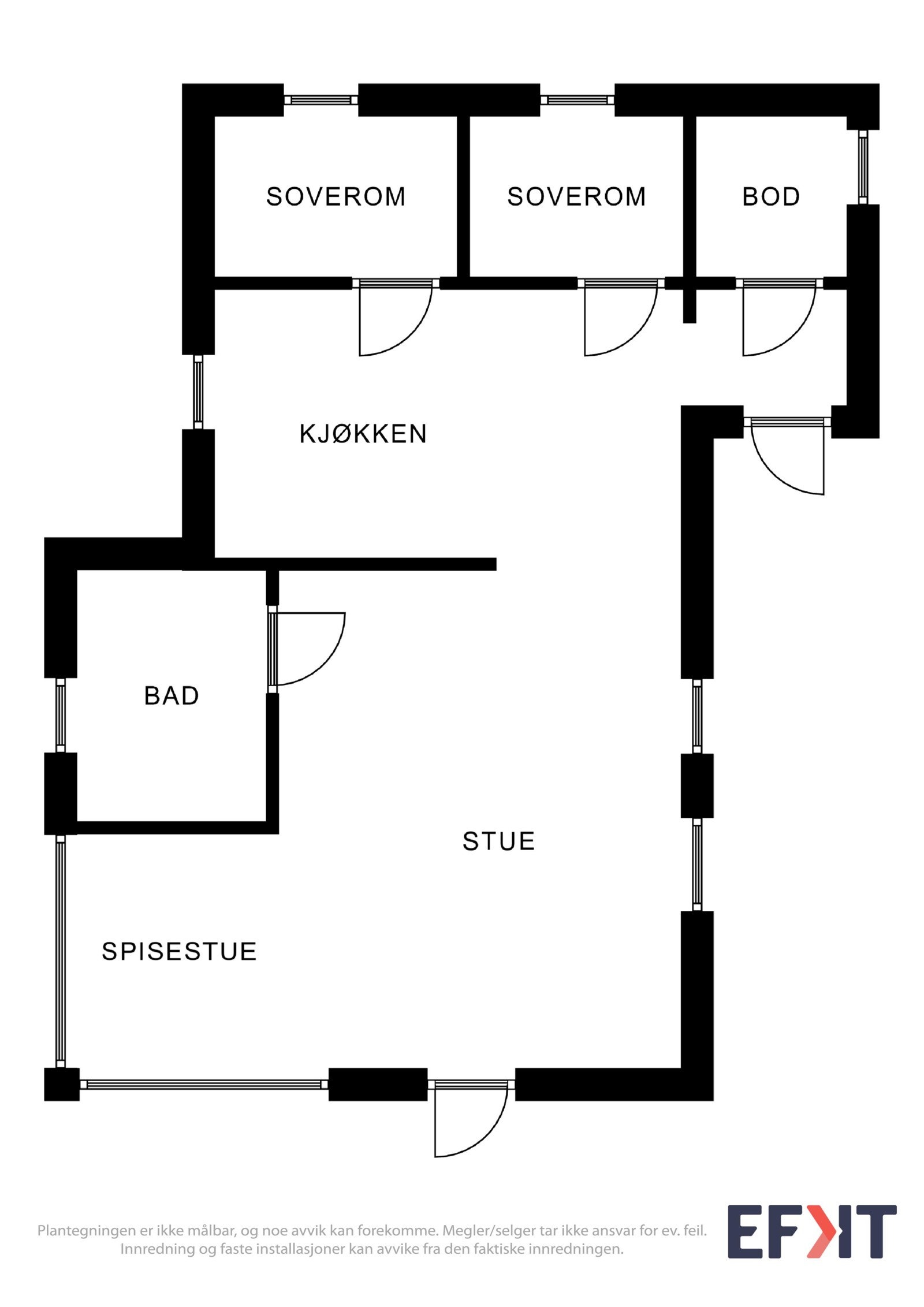 Plantegning av hytte - dette er kun en illustrasjon der avvik kan forekomme. Galleribilde