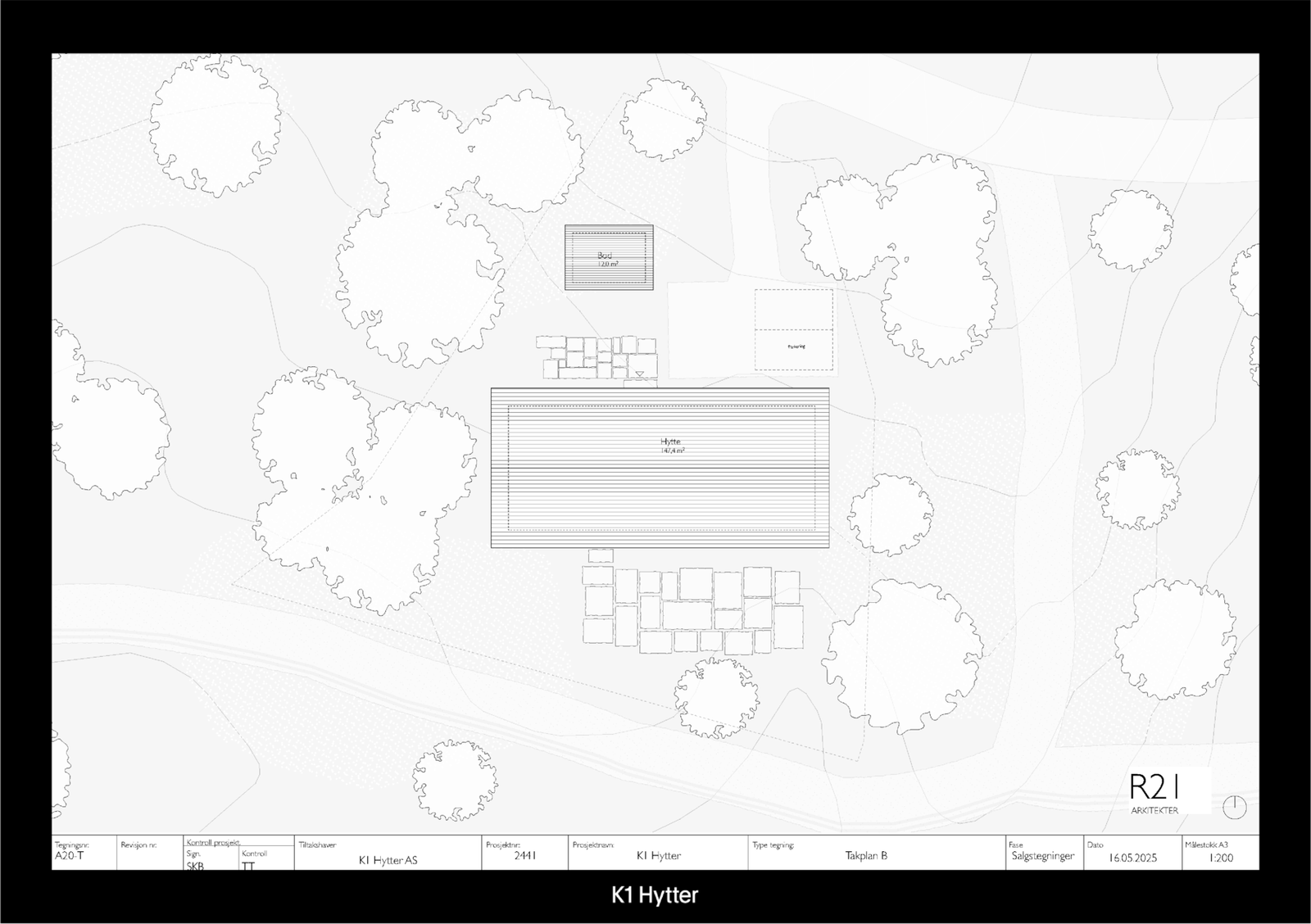 Hytte B med bod - takplan Galleribilde
