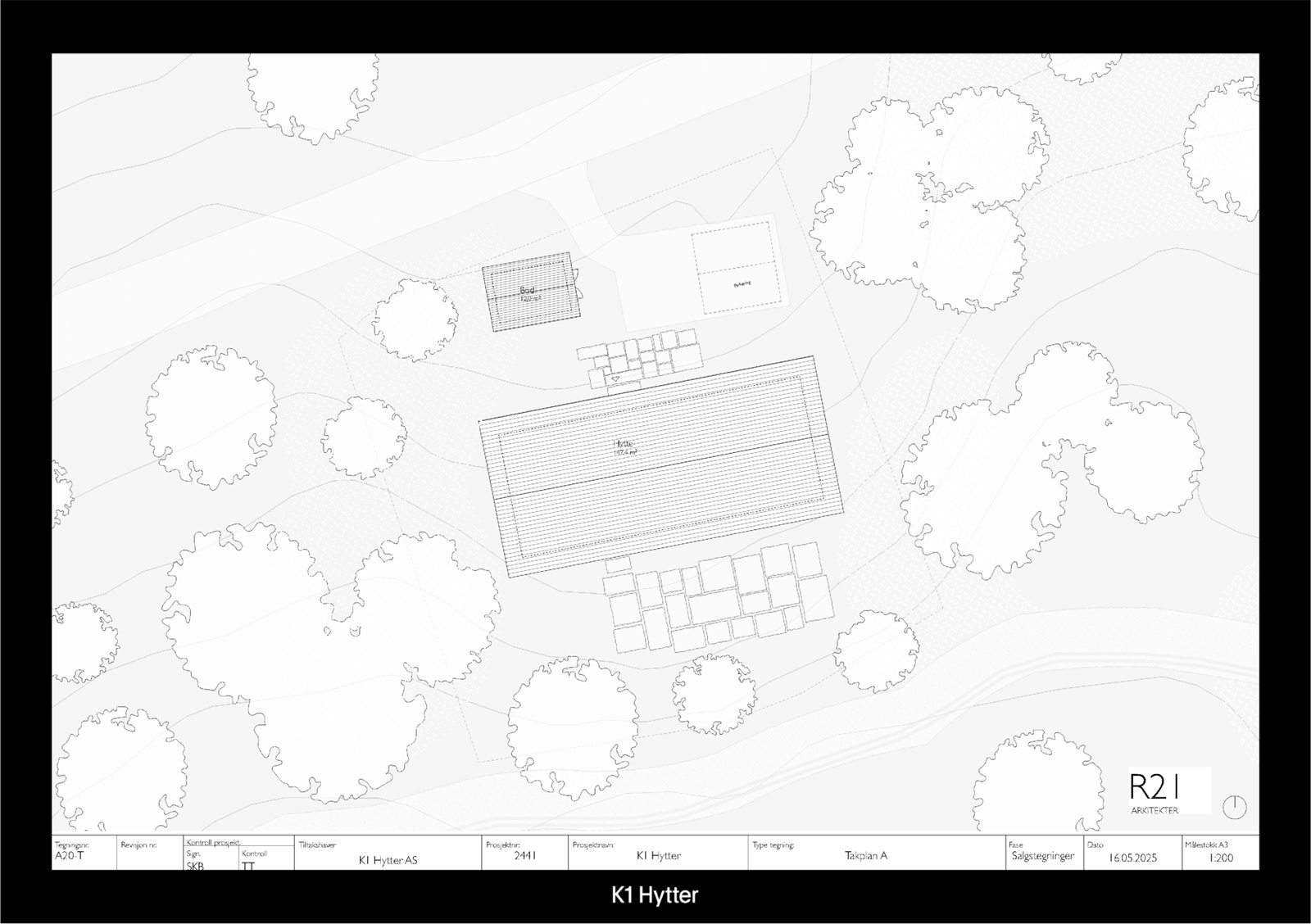 Hytte A med bod- takplan Galleribilde