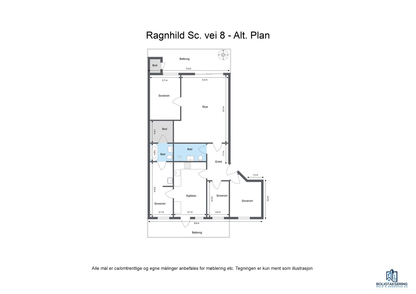 Ragnhild Sc. vei 8 - Opprinnelig plantegning med 4 soverom Galleribilde