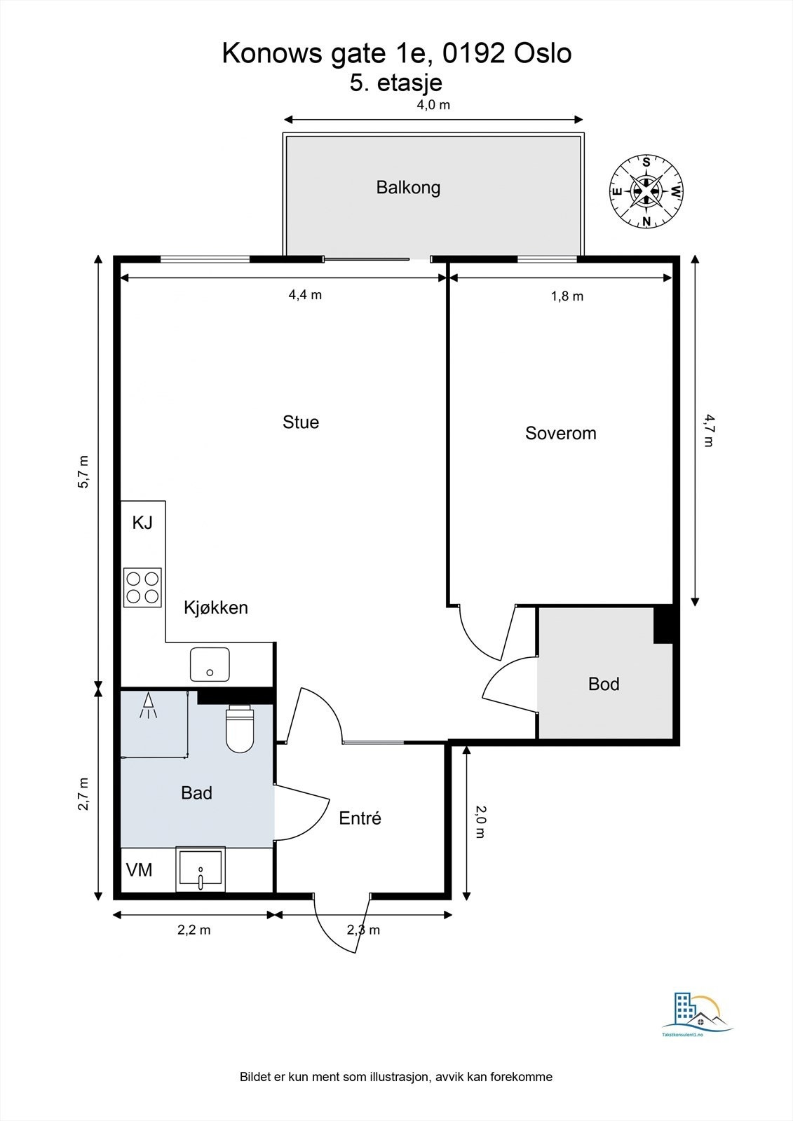 Leiligheten inneholder entré, stue/kjøkken, balkong, bad og soverom av god størrelse. Galleribilde