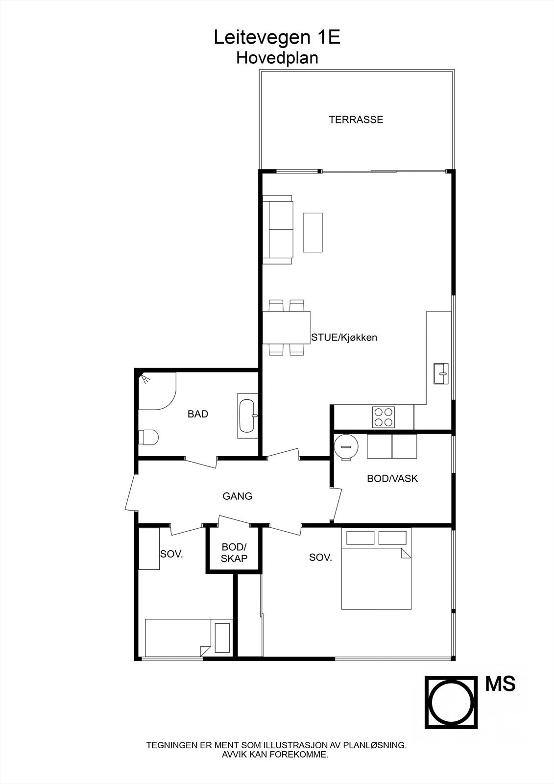 Floorplan letterhead - Leitevegen 1E - Hovedplan - 2D Floor Plan Galleribilde