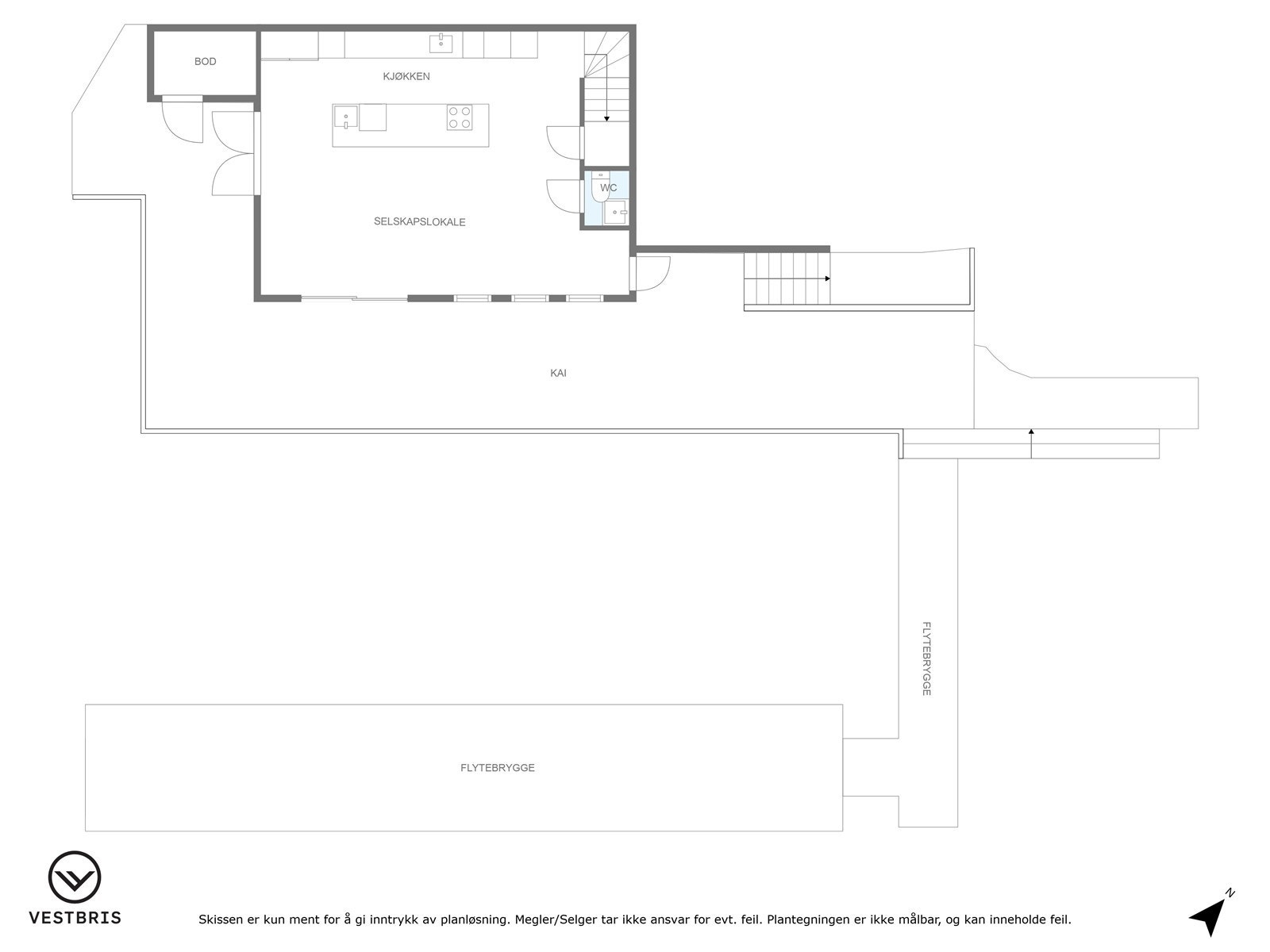 Plantegning på sjøhusets 1.etasje Galleribilde