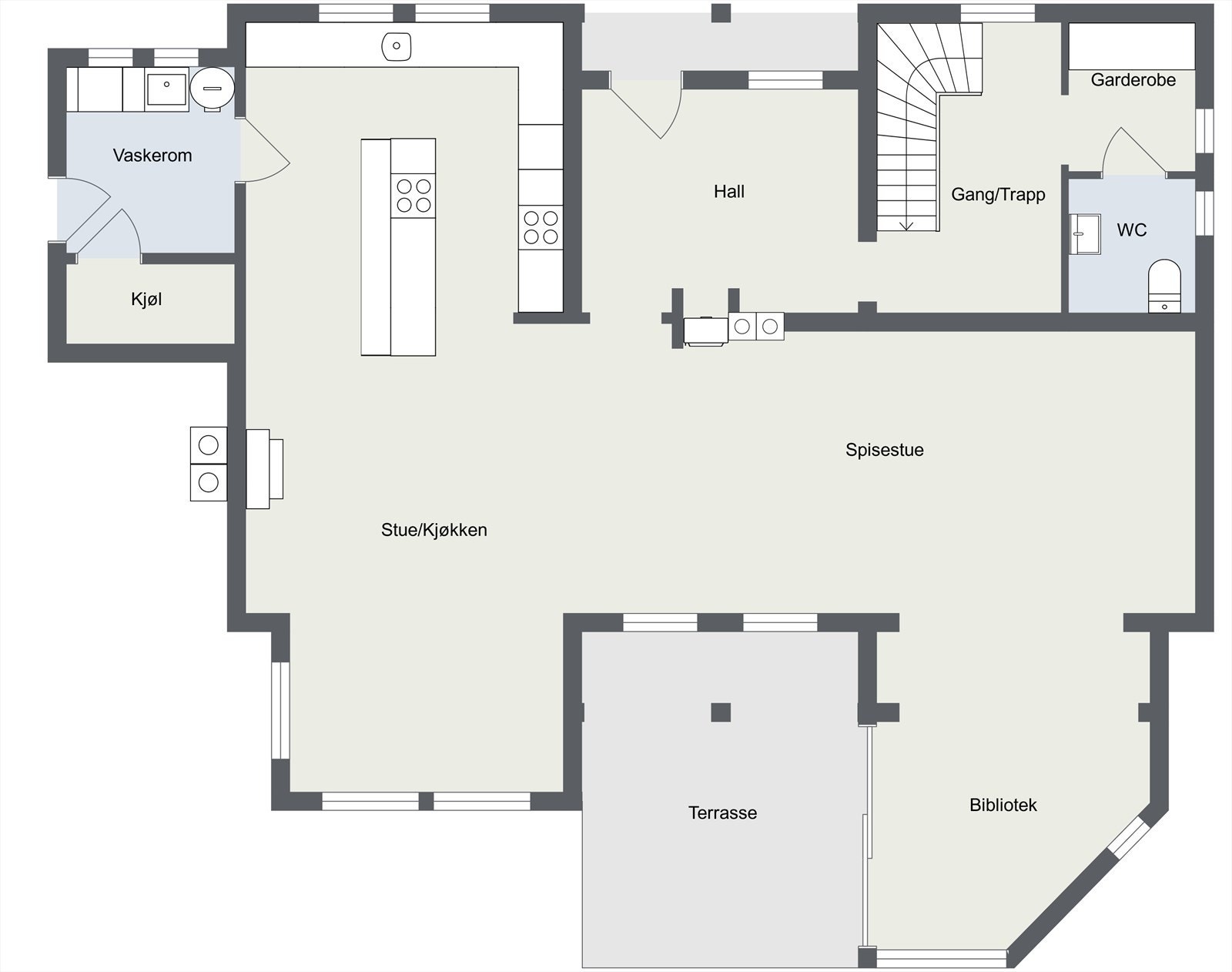Plantegning første etasje Galleribilde