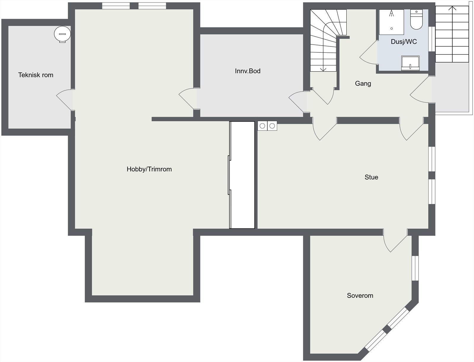 Plantegning U. etasje. Her kan man lage til en utleiedel om ønskelig Galleribilde
