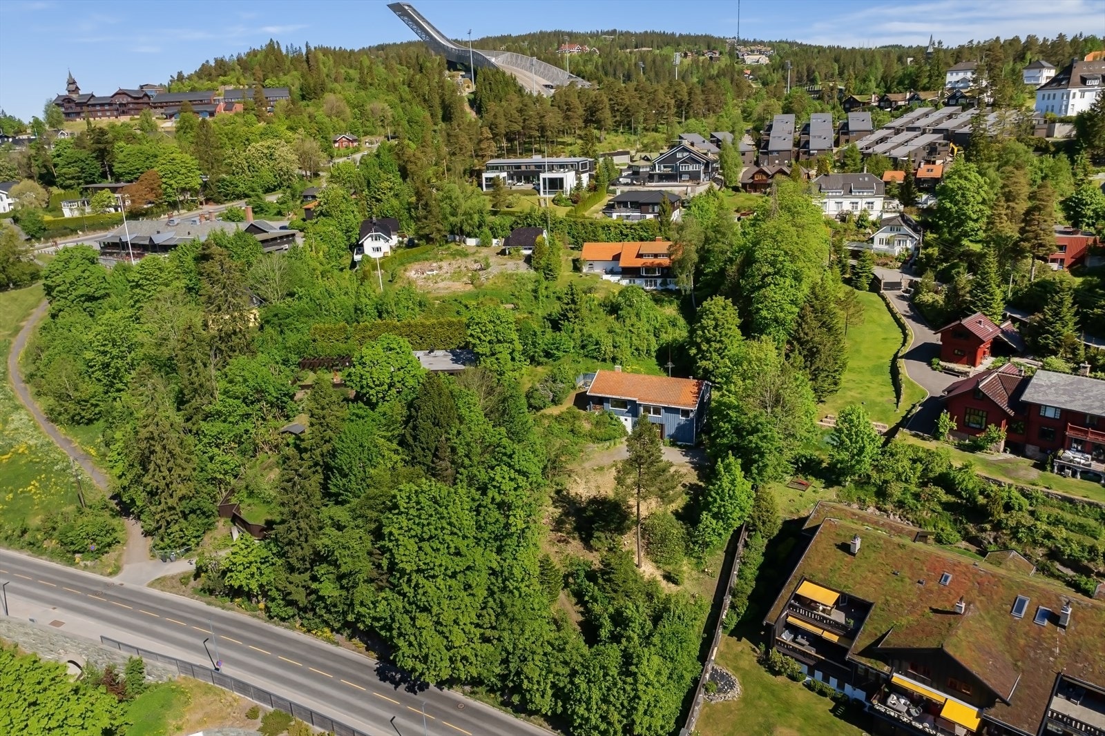 Tomten grenser ut mot Holmenkollveien Galleribilde