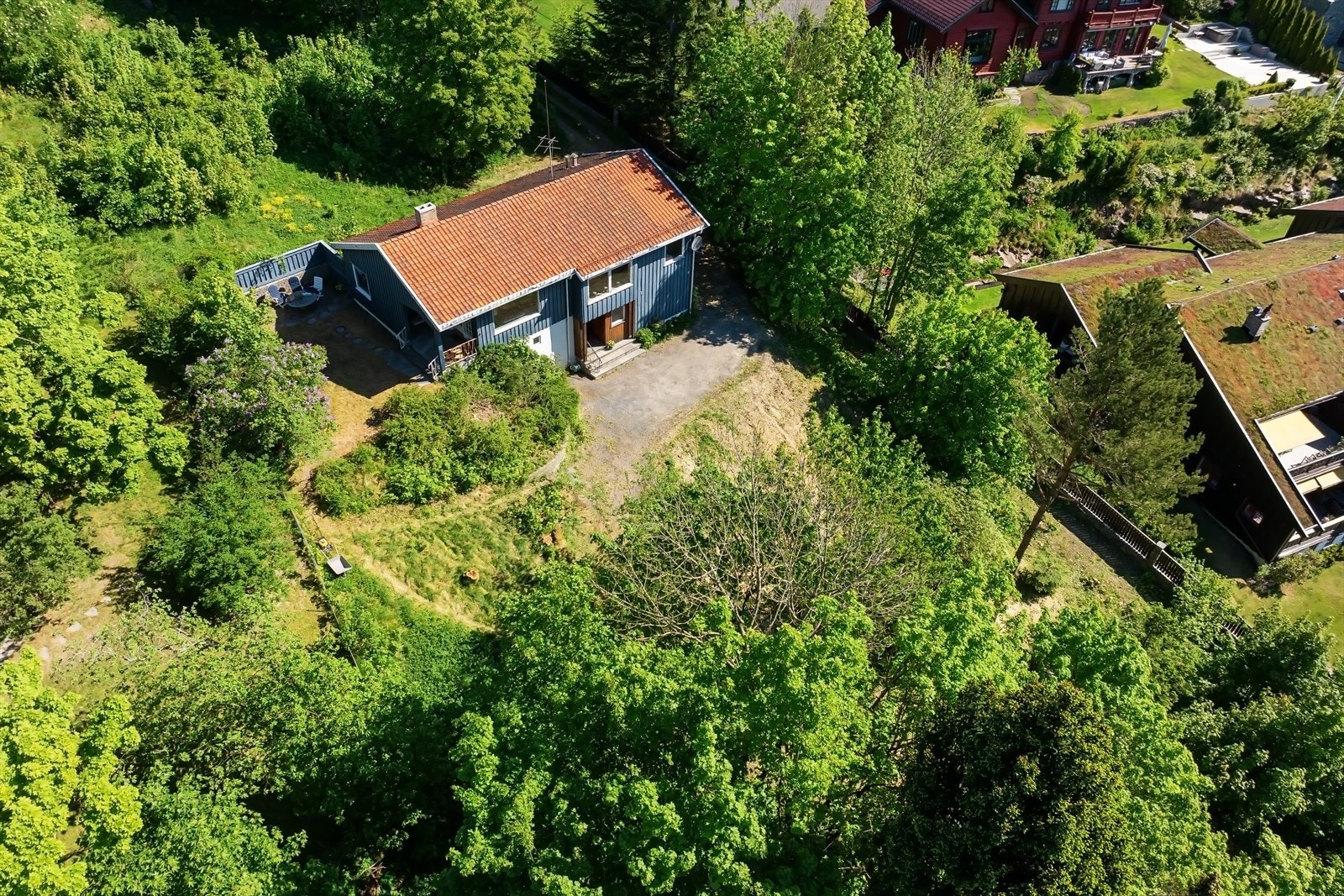 Tomten grenser mot Holmenkollveien og den bebygde eiendommen som selges har adkomst fra Doktor Holms vei Galleribilde