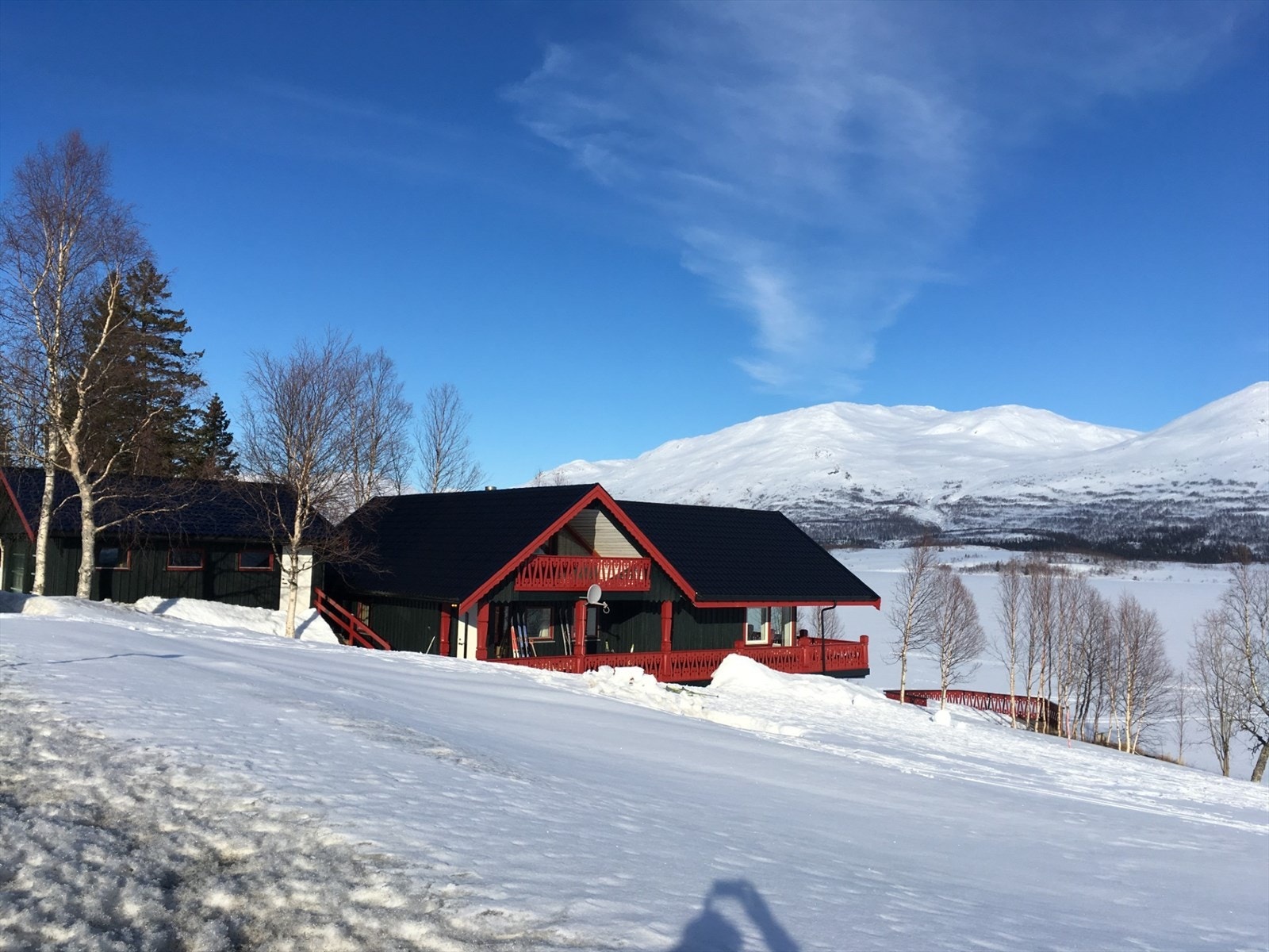 Hytten i vintersol Galleribilde