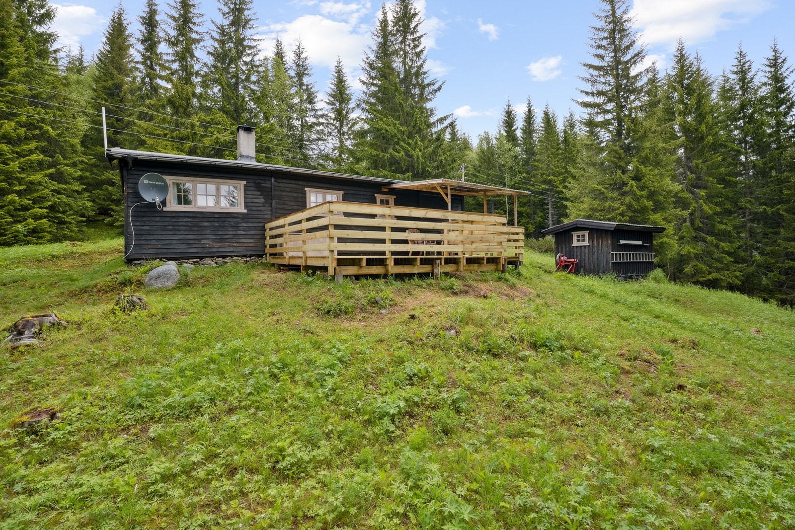 Tomten ligger fint til uten innsyn fra naboer. Galleribilde