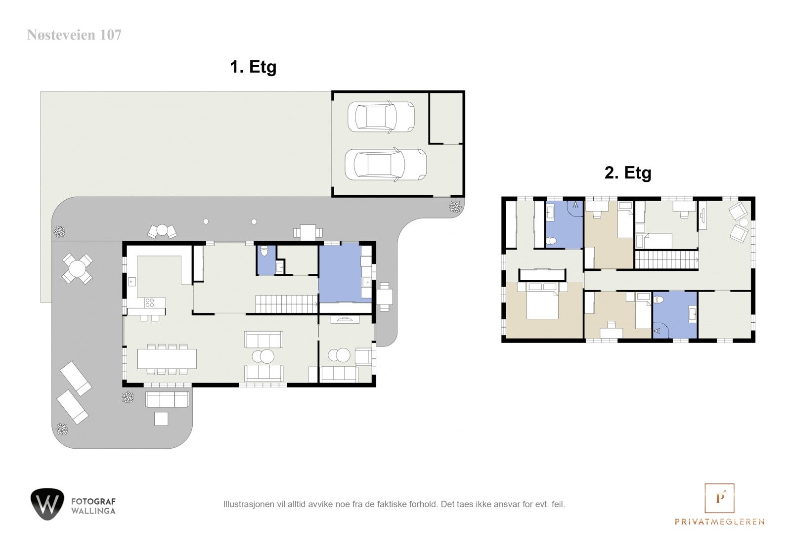 Plantegning begge etasjer. Galleribilde