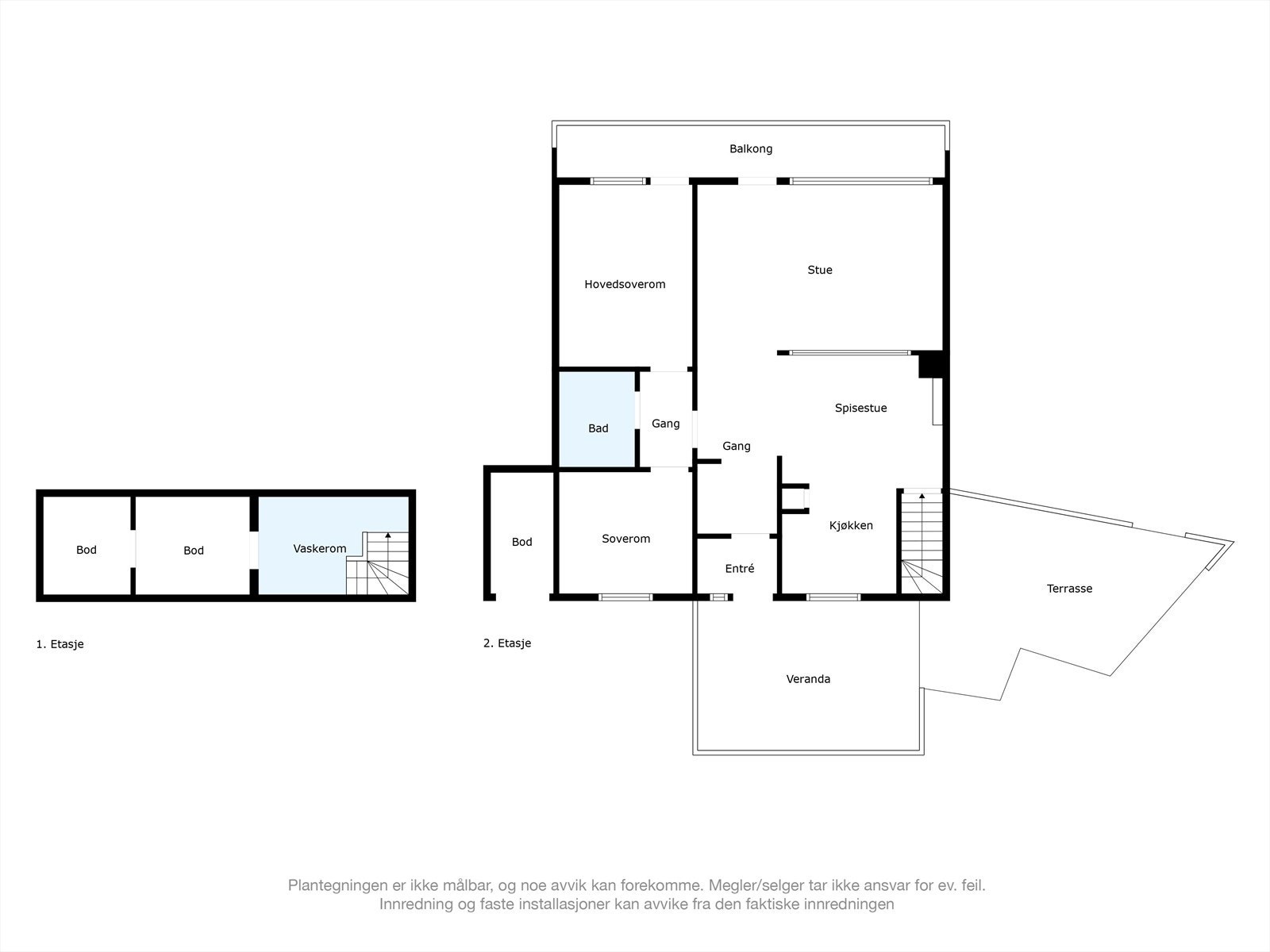 Plantegning etasje 1 og 2 Galleribilde