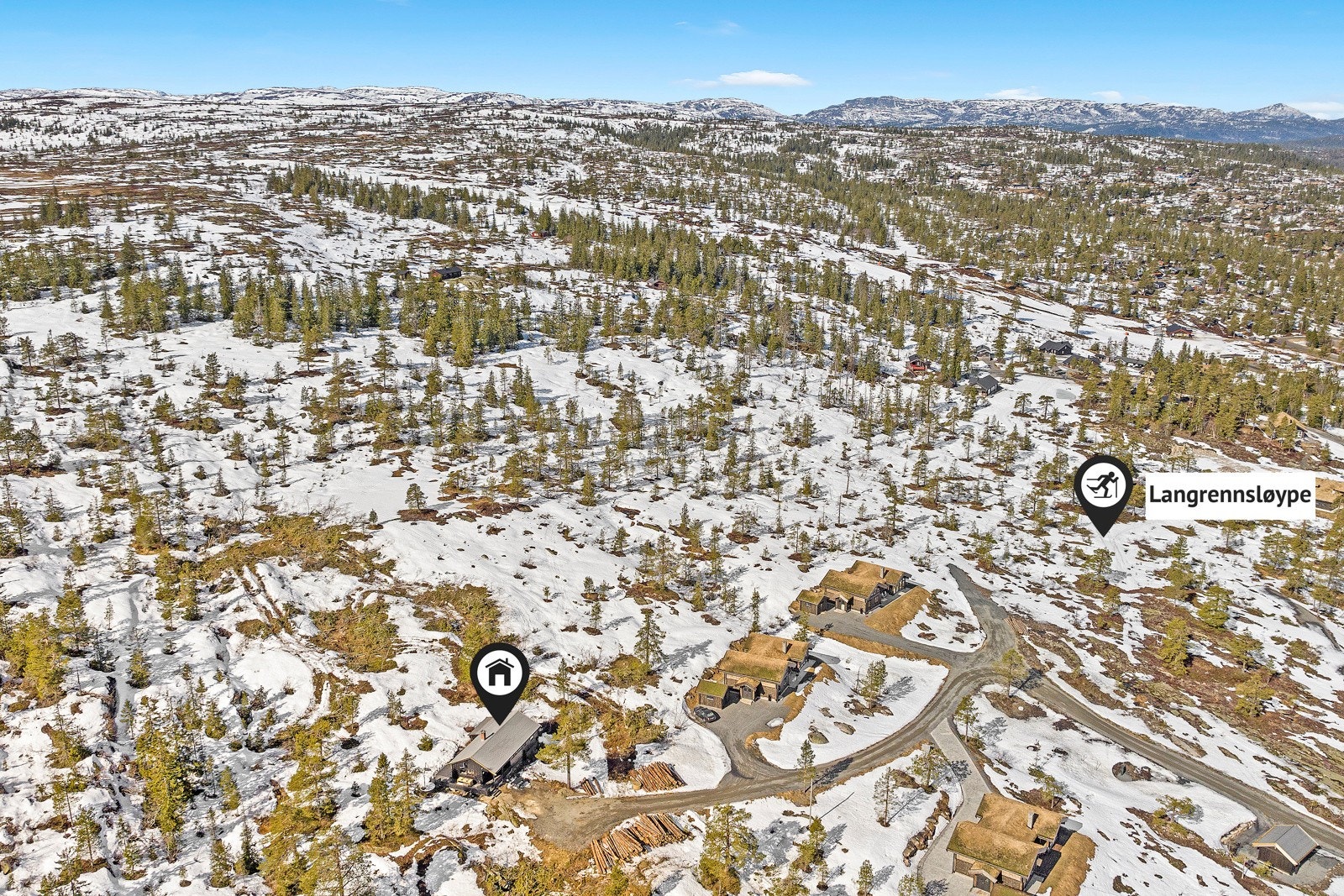 Den ligger øverst på ett av Blefjells fineste hyttefelt - kort vei til skiløypa Galleribilde