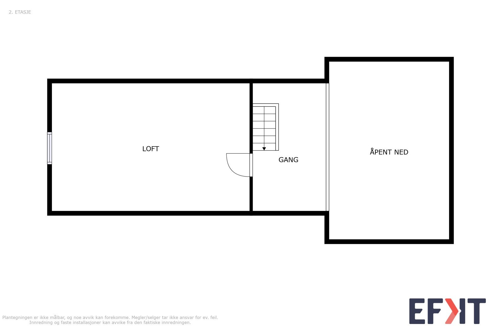 Todelt hems der eine delen har mesanin mot stove og kjøkken Galleribilde