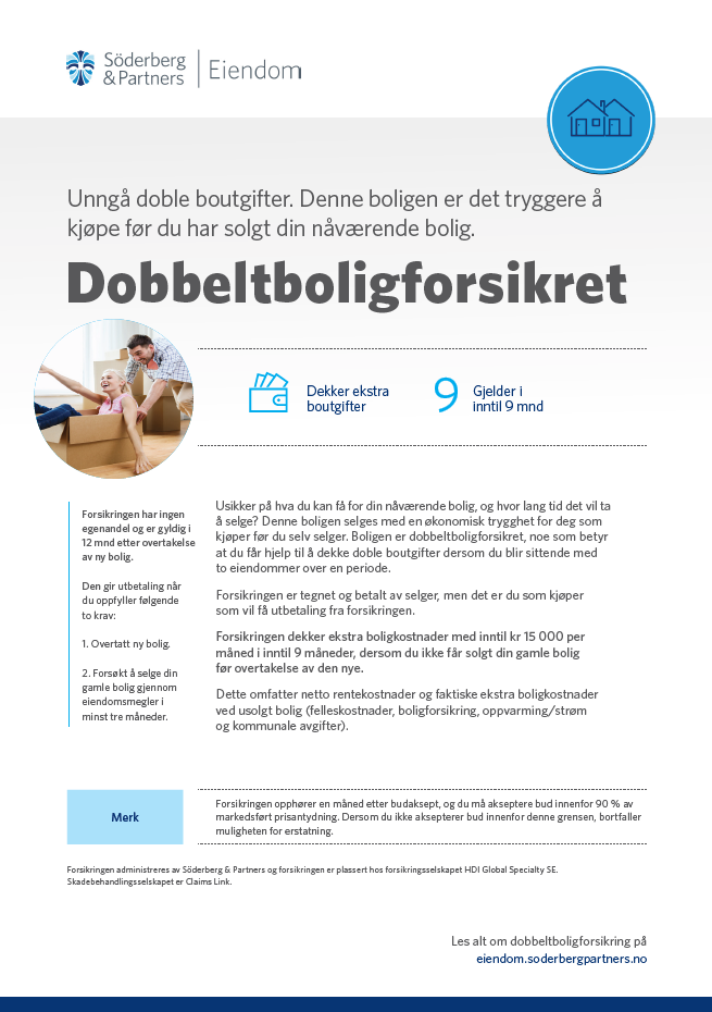 Denne leiligheten er dobbeltboligforsikret. Galleribilde