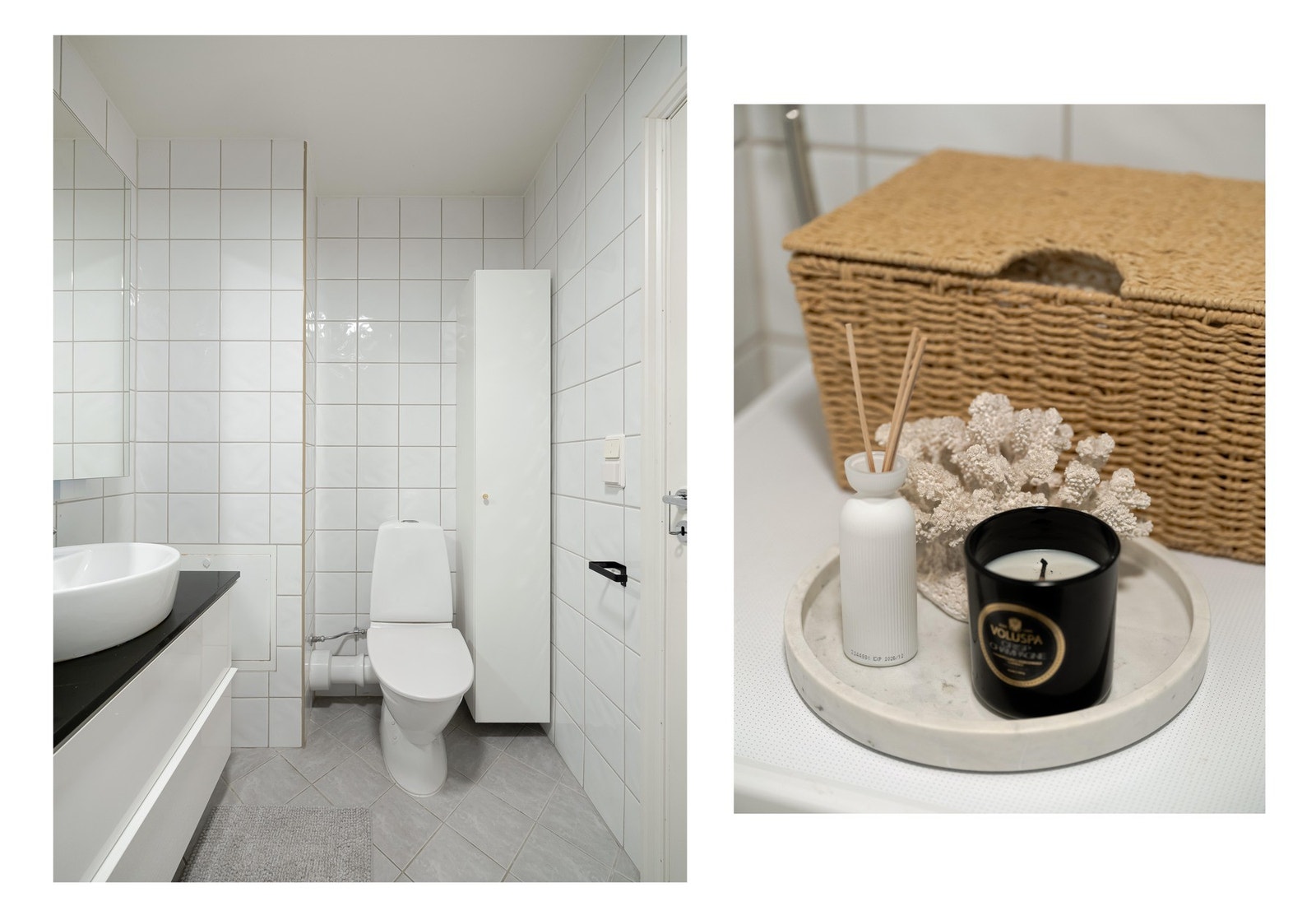 Delikat flislagt bad fra 2009 med lune varmekabler i gulv. Galleribilde