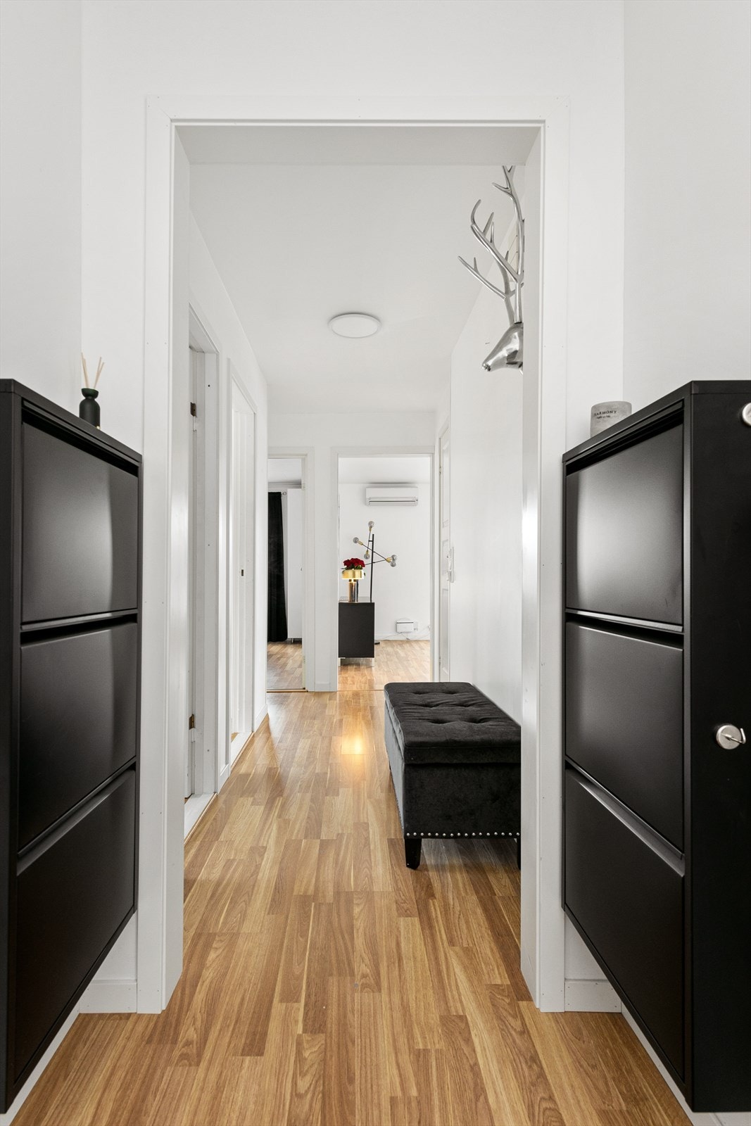 Entre med fastmonterte skoskap Galleribilde