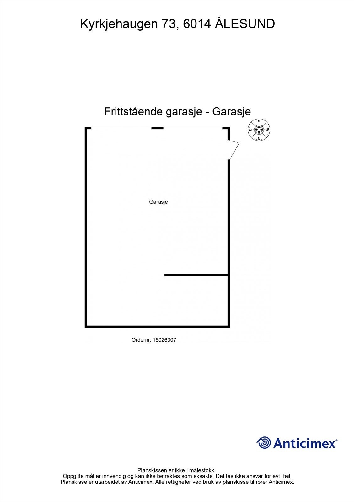 Målsatt plantegning frittstående garasje Galleribilde