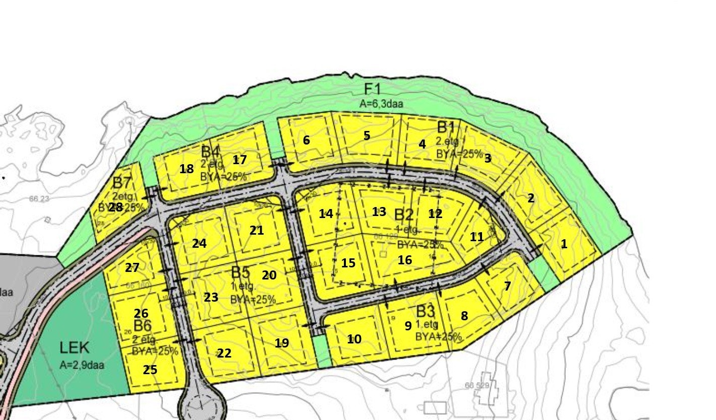 20 av de 28 tomtene som nå kan reserveres Galleribilde