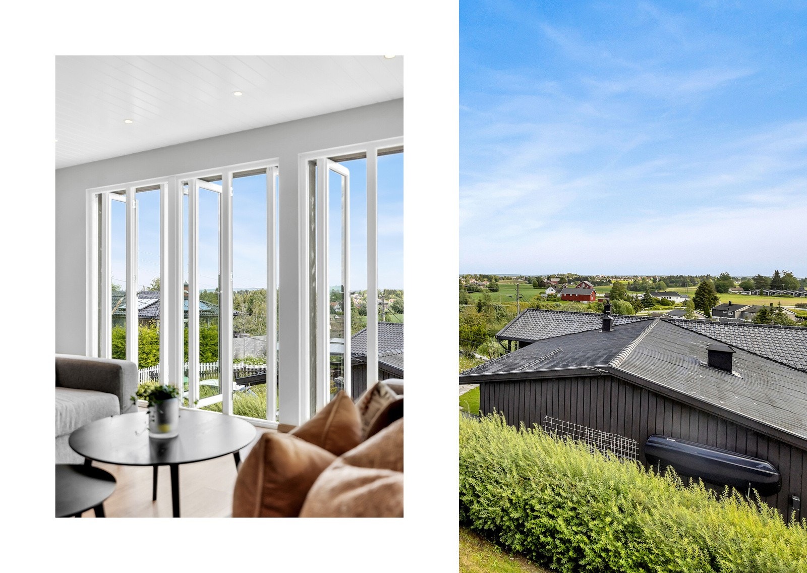 Det er montert screens på de største vinduene i stuen. Galleribilde