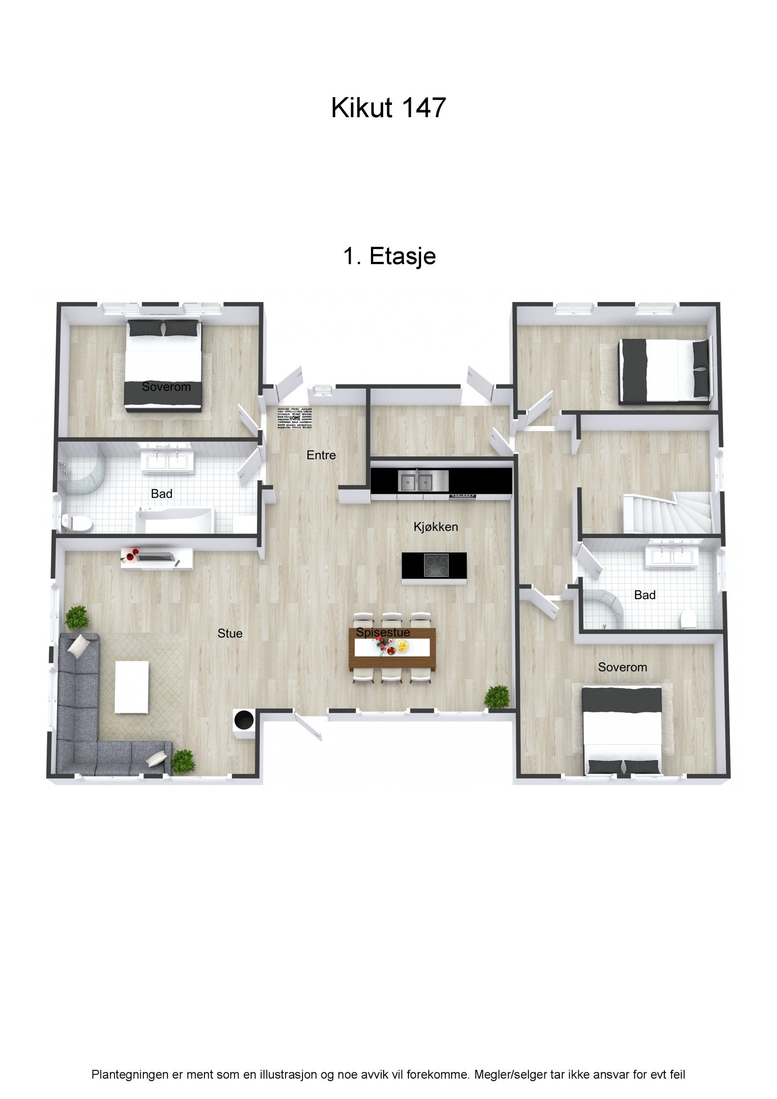 Plantegning 1. etasje Galleribilde