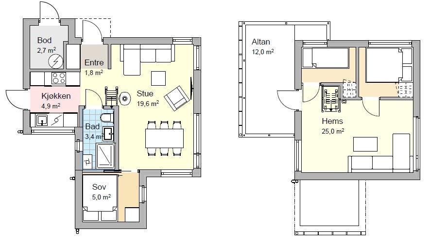 Plantegning hyttetype 1. Galleribilde