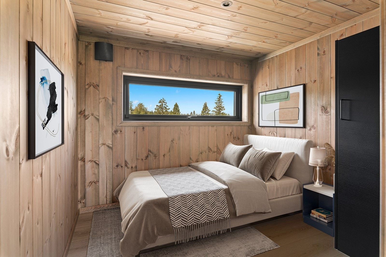 Eksempel på soverom. Bilde fra en ferdigstilt bolig i prosjektet med en annen leveranse. Avvik vil forekomme. Rommet er digitalt stylet. Galleribilde