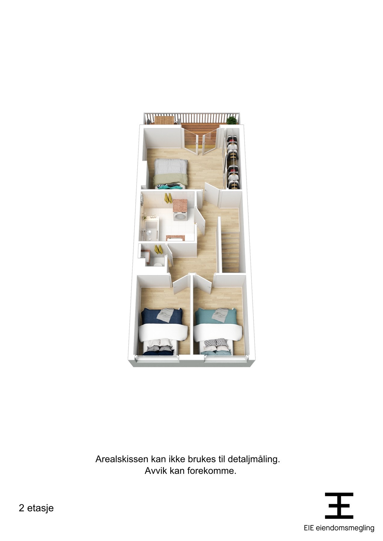 3D plantegning 2.etasje Galleribilde