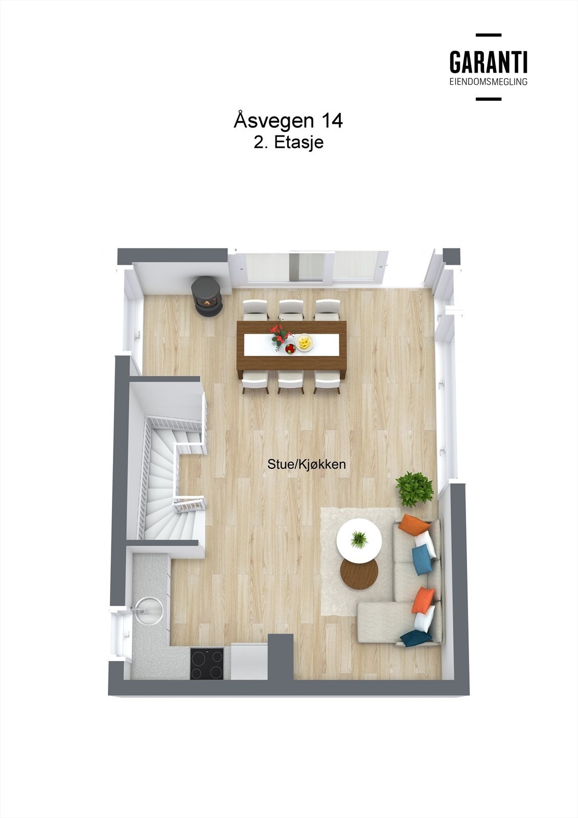 Plantegning- 3D - 2. Etasje Galleribilde