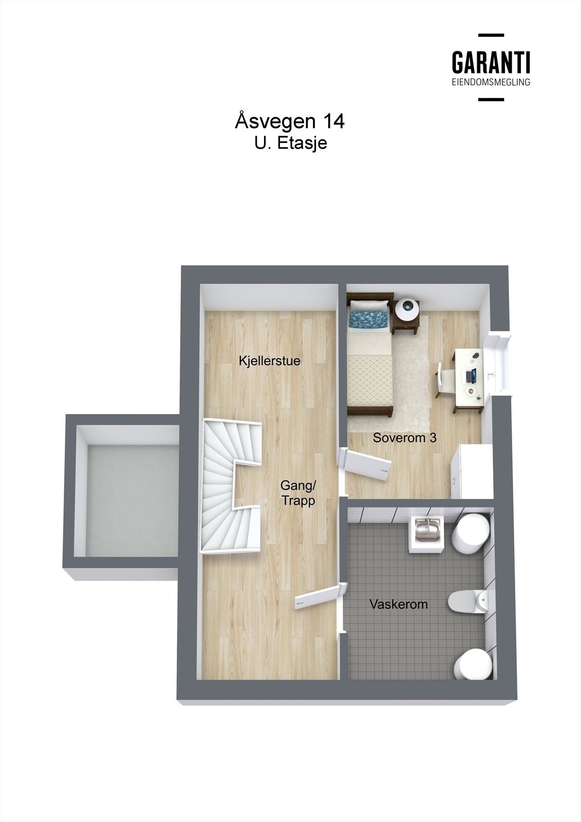 Plantegning - 3D - U. Etasje Galleribilde