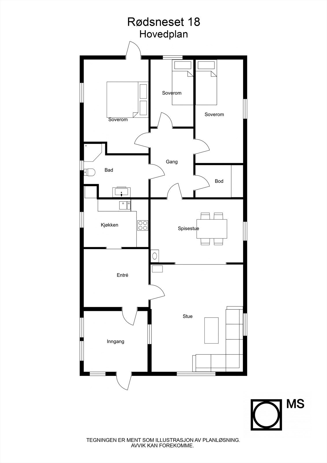 Floorplan letterhead - Rødsneset 18 - Hovedplan - 2D Floor Plan Galleribilde