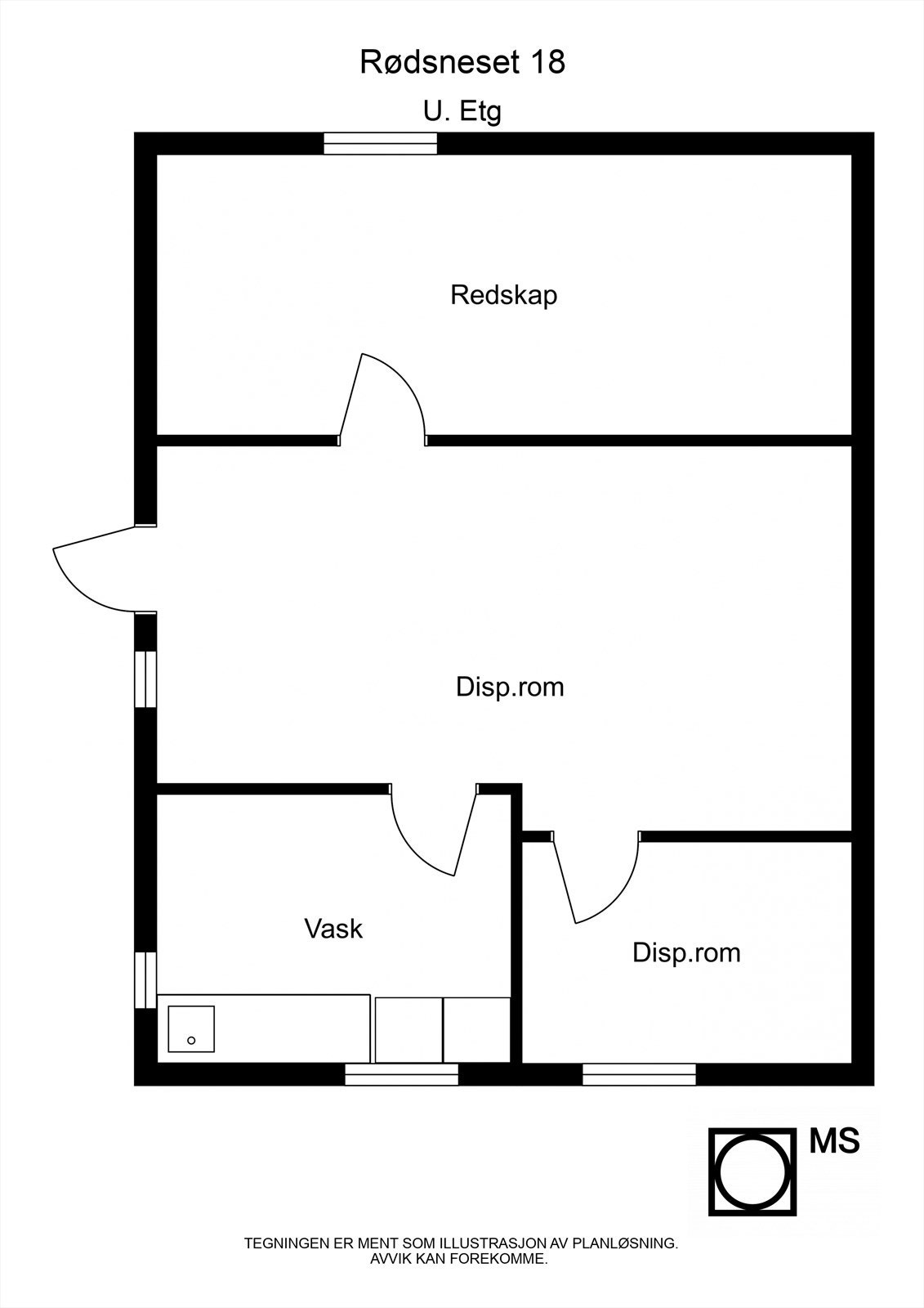 Floorplan letterhead - Rødsneset 18 - U. Etg - 2D Floor Plan Galleribilde