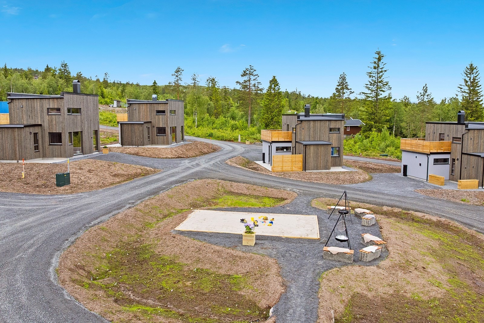 Det blir hyggelige fellesområder på hvert tun, med mange rekreasjonsmuligheter for store og små. Galleribilde