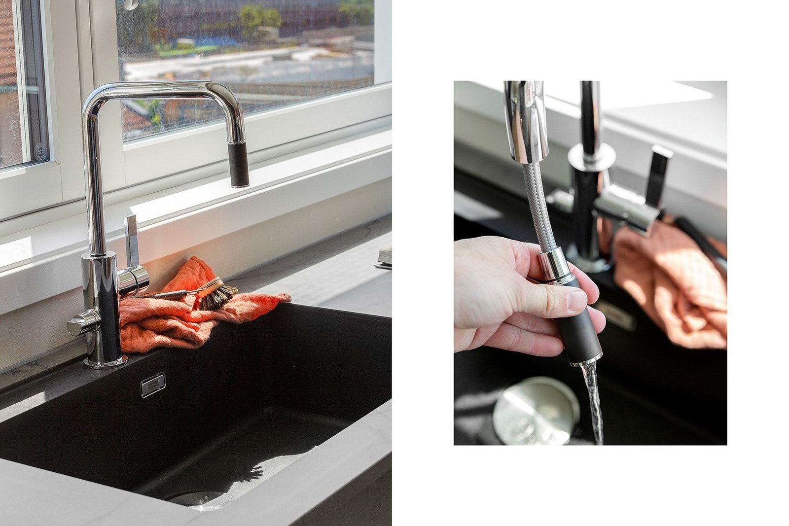 Kjøkkenet har integrerte hvitevarer, herrunder kjøl/frys, oppvaskmaskin, komfyr og induksjonstopp Galleribilde