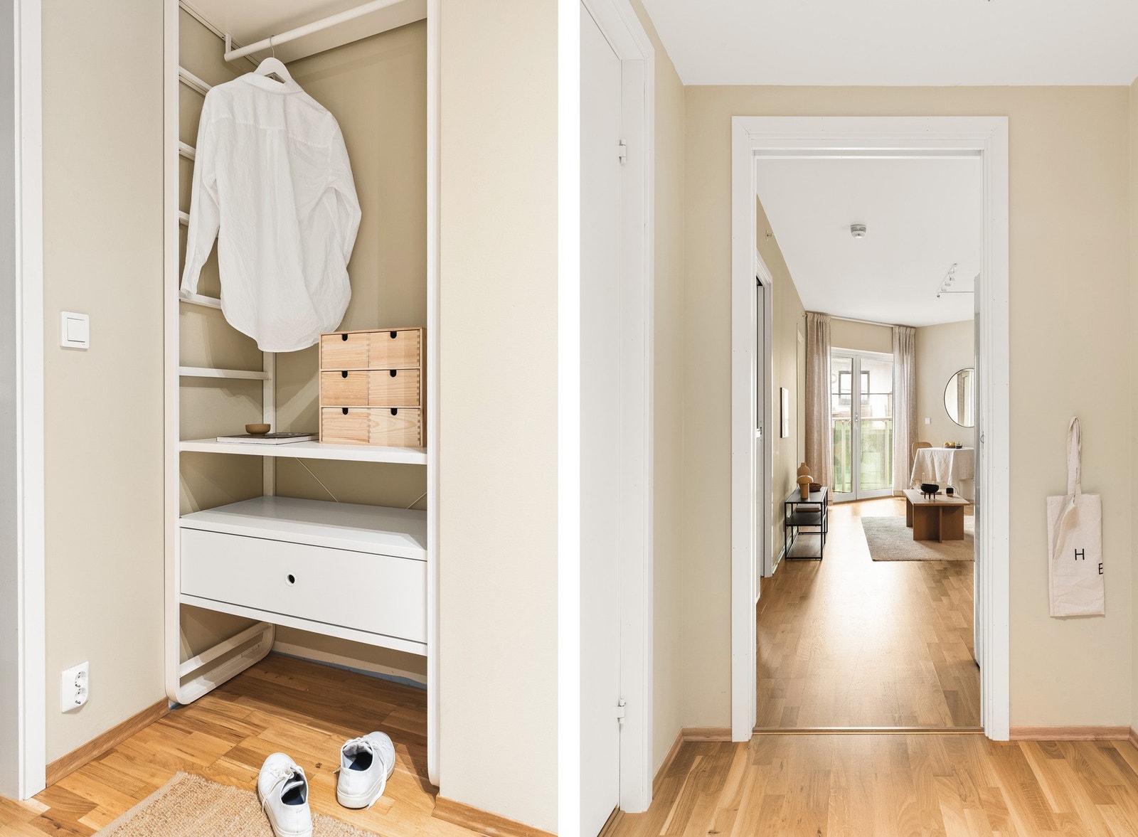 Velkommen inn! Entréen på 4,4 kvm har parkett på gulv og nisje med plass til yttertøy og sko. Galleribilde
