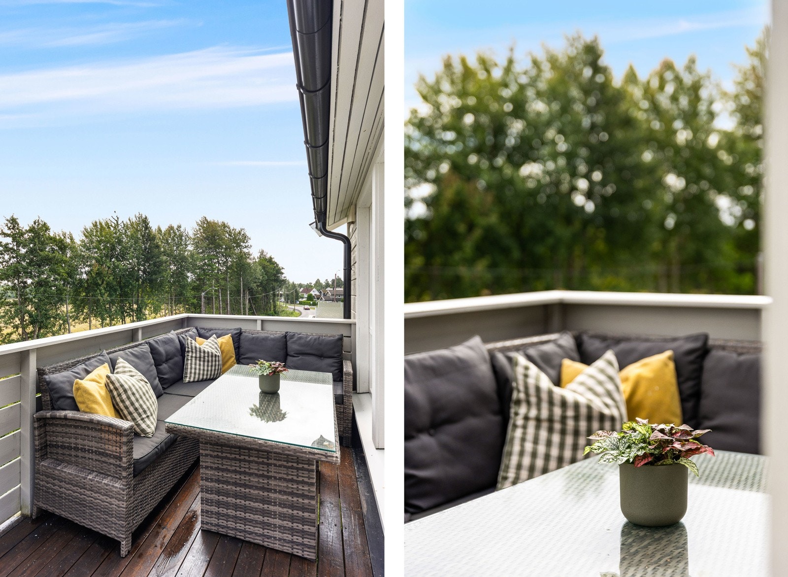 Sommerdagene nytes også på en terrasse utenfor stuen, med fint utsyn og et areal på ca. 8,2 kvm. Galleribilde