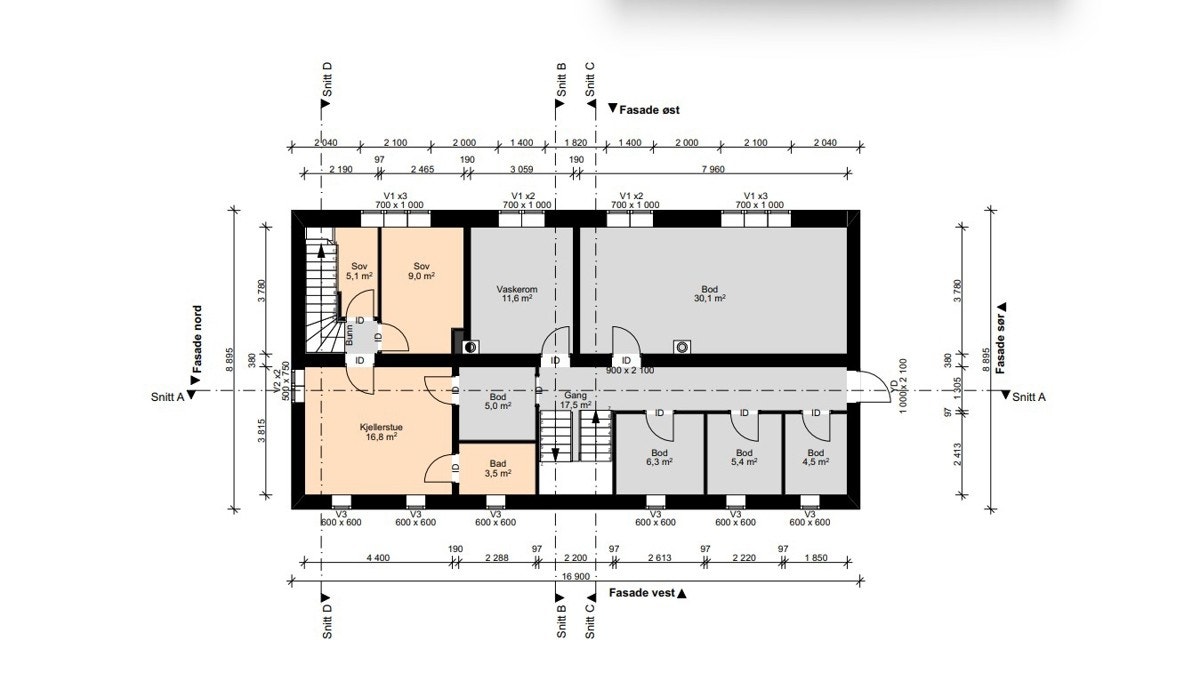 Planskisse kjeller jf. rammetillatelse (det tas forbehold om feil/avvik). Galleribilde
