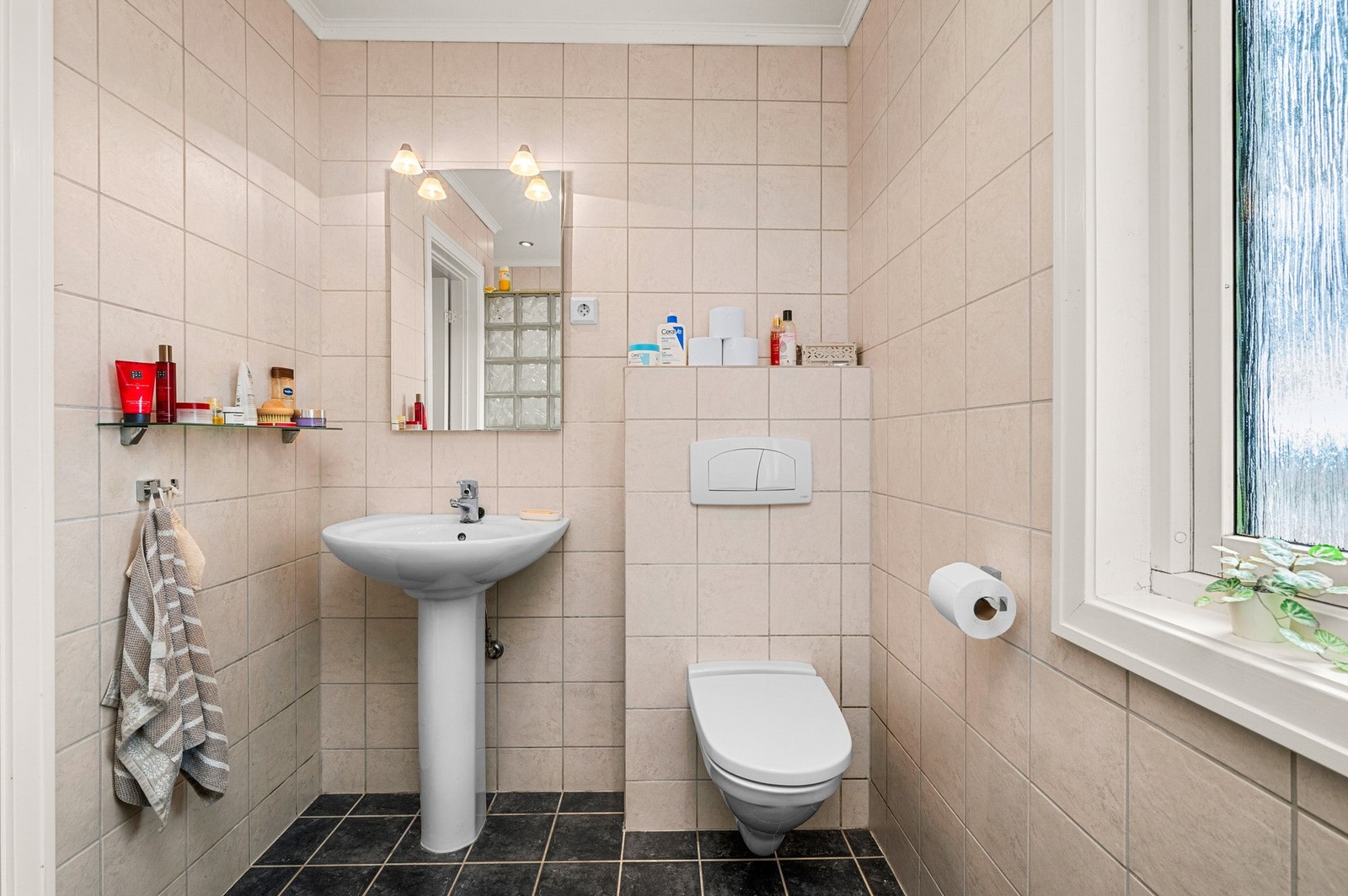 Vegghengt toalett gjør det enklere å rengjøre. (Avbildet er i hovedetasje) Galleribilde