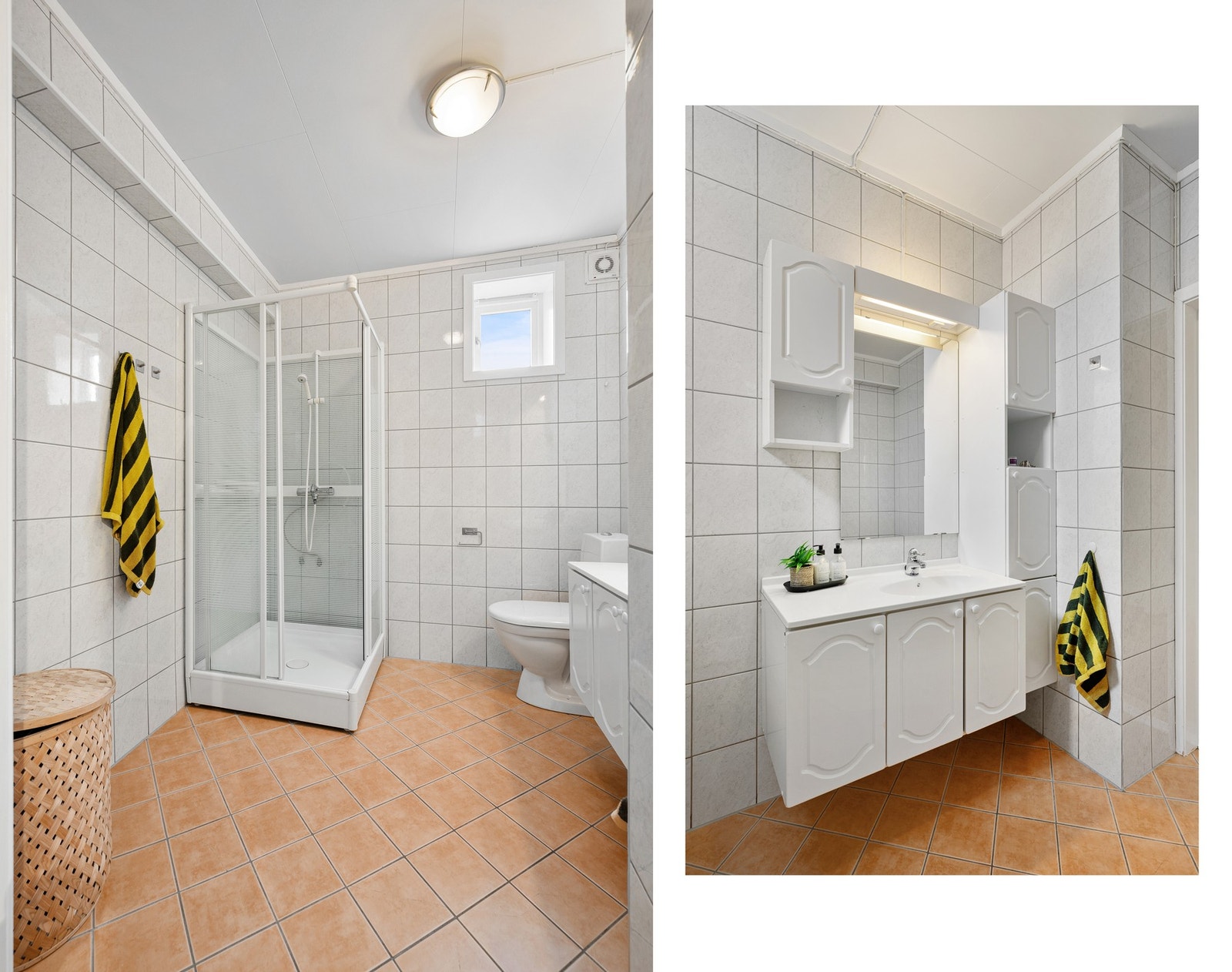 Pent flislagt bad med gulvvarme Galleribilde