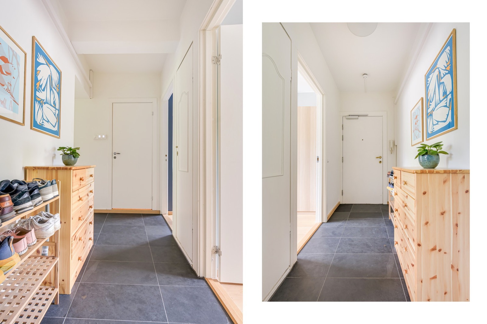 Innbydende entré med god plass for avheng av yttertøy og sko. Galleribilde