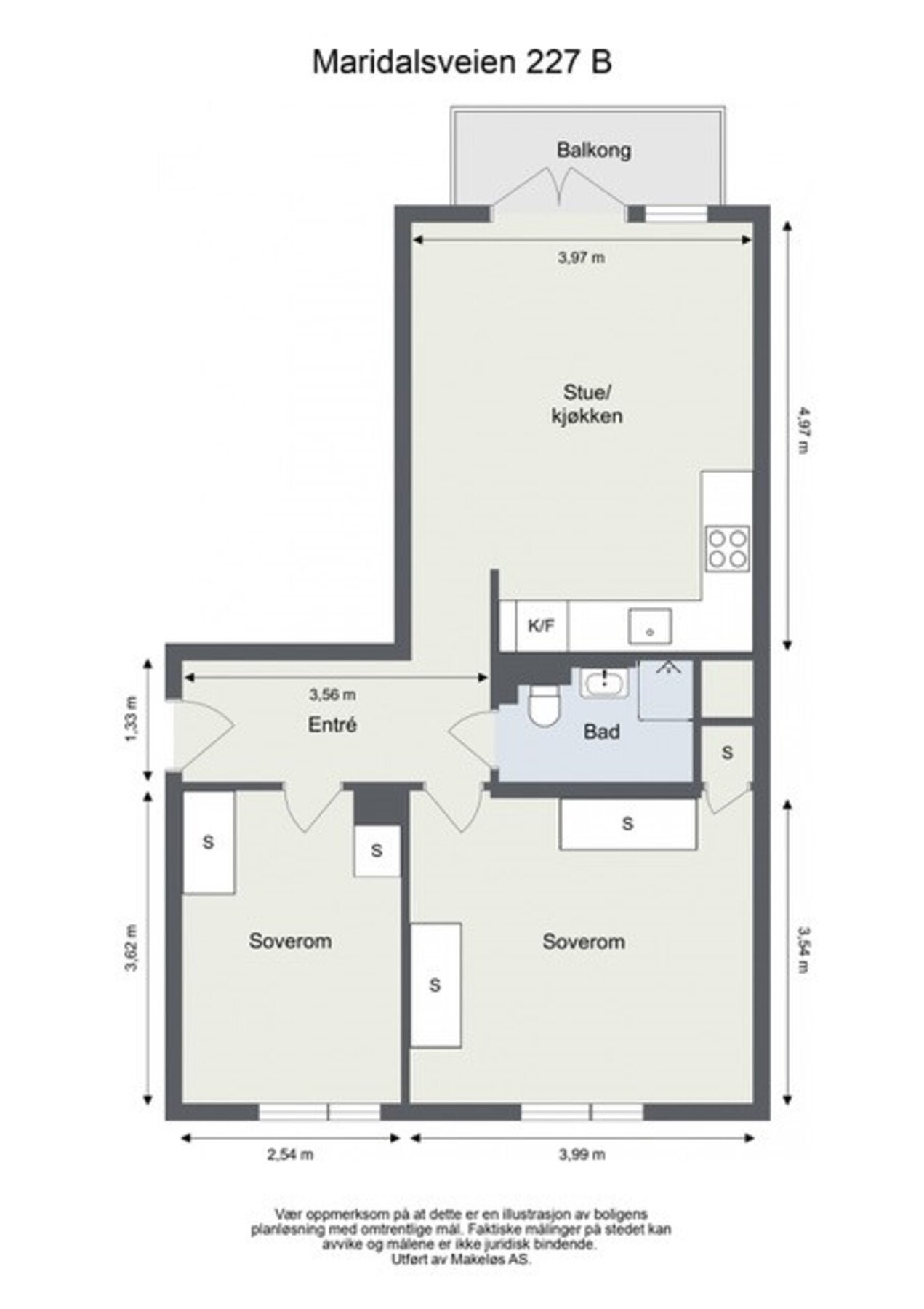 Plantegning - Gjennomgående leilighet i 2. etasje. Galleribilde