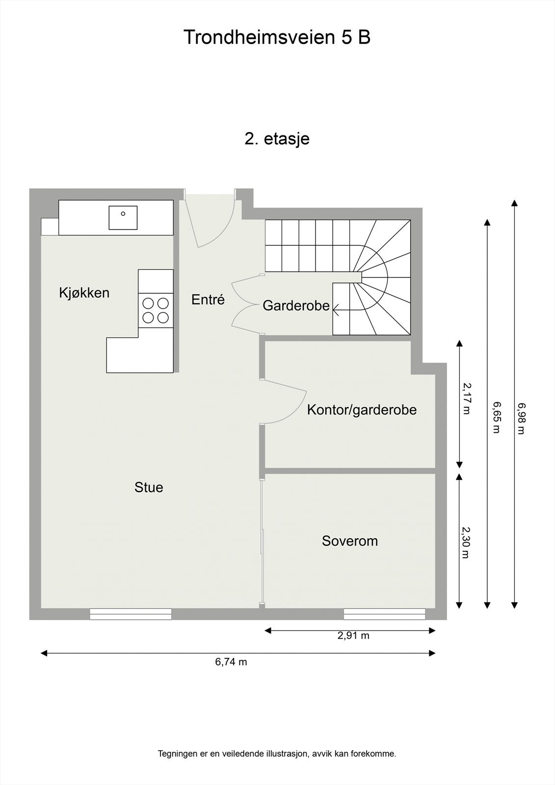 i 2.etasje finner du stue og kjøkken i åpen løsning, romslig stue og kontor/garderobe. Galleribilde