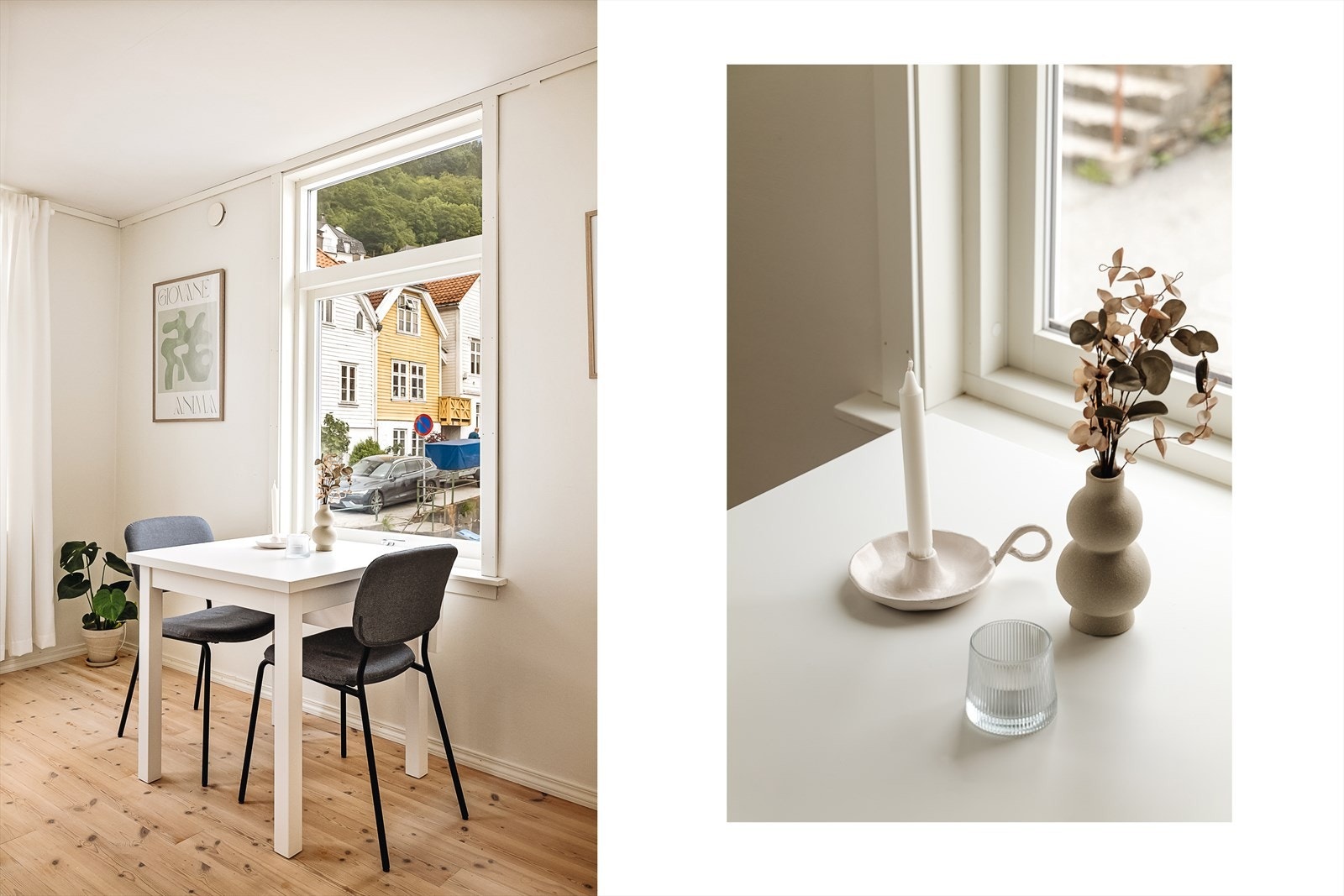 I stuen er det malte trevinduer med 2-lags isolerglass fra 2019. Galleribilde