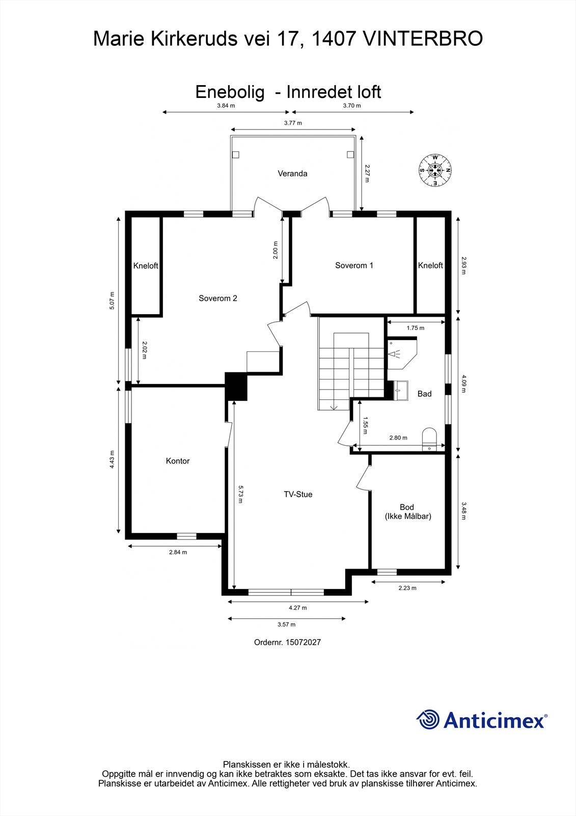 Plantegning- Innredet loft Galleribilde