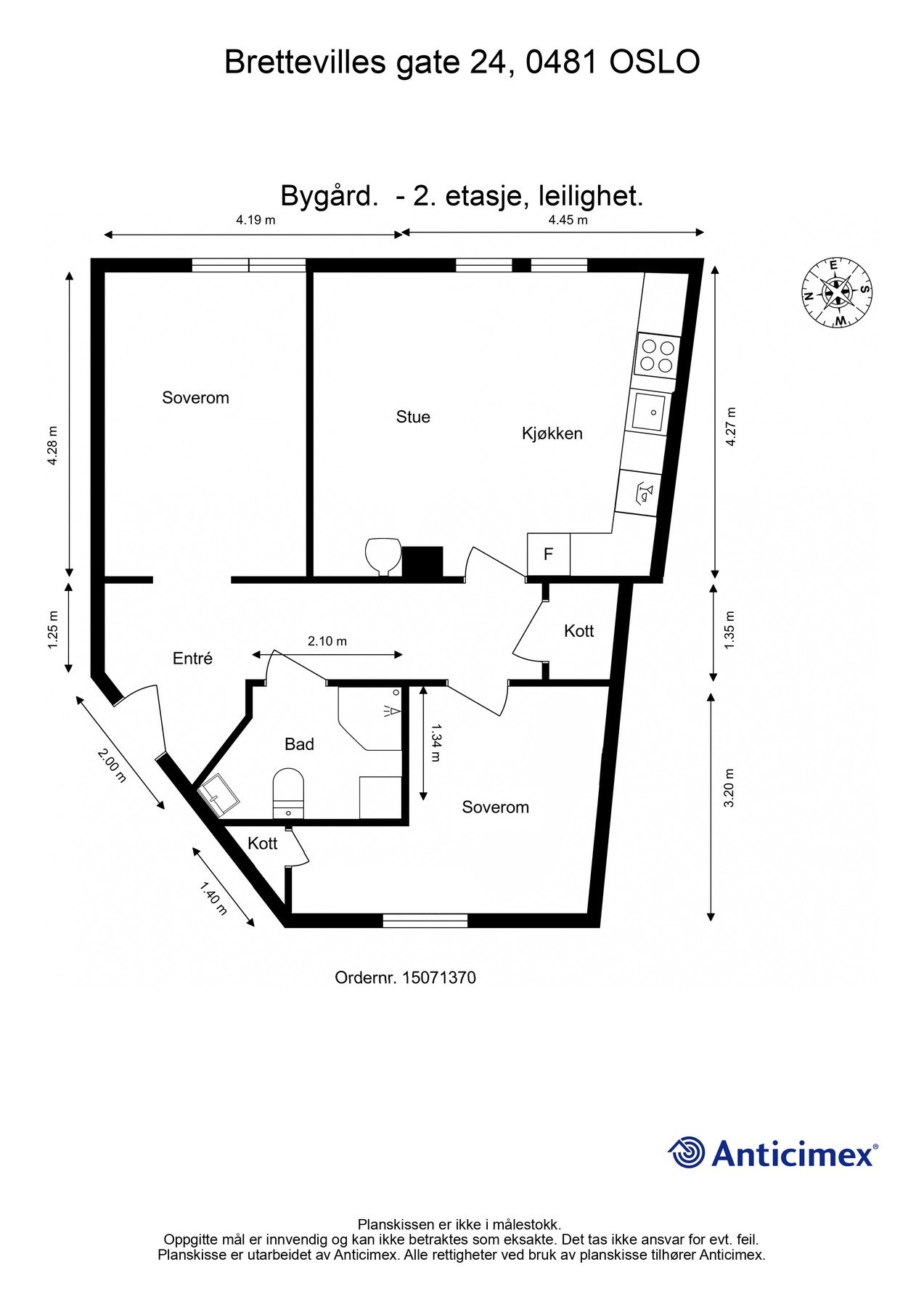 Mulig alternativ løsning med to soverom. Galleribilde